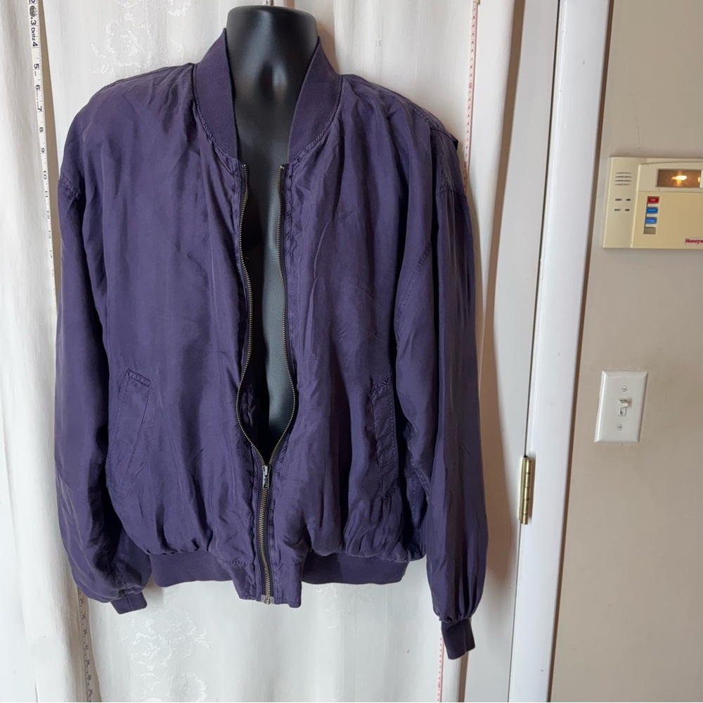 Vintage Men's Kasanova Purple Silk Bomber Jacket
